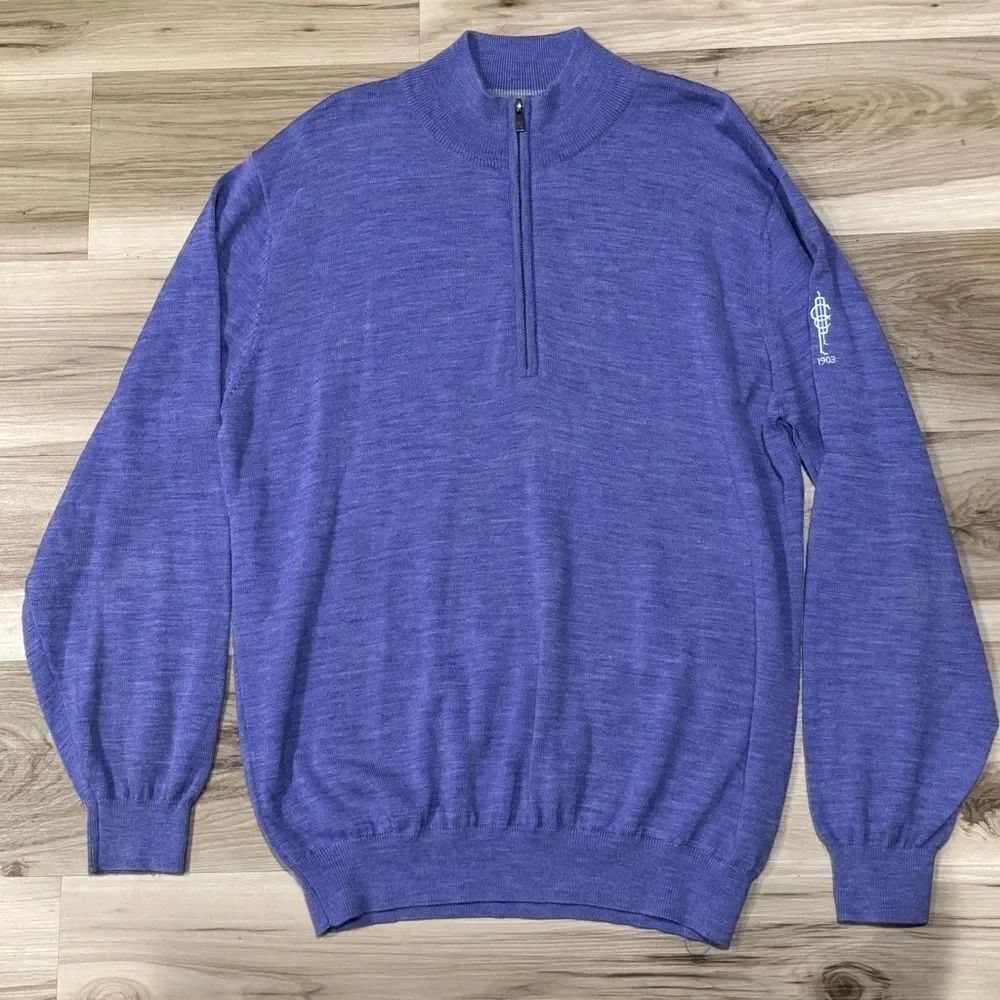 FJ Footjoy Golf Pullover 1/4 Zip Purple Sweater Wool Men's XL